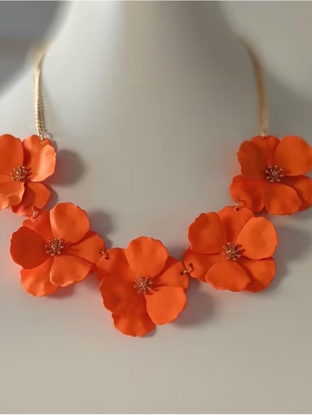 Bright Orange Floral Statement Necklace - Women Jewelry